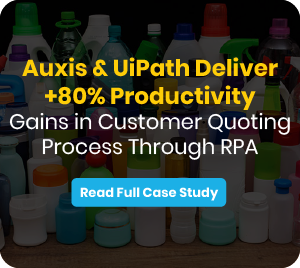 Advertisement about the case study: Auxis & UiPath Deliver +80% Productivity Gains in Customer Quoting Process Through RPA