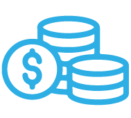 Dollar coins icon: Increased business focus while Auxis handled monitoring, management, and support of its infrastructure.